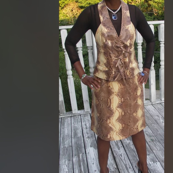 New COUTURE CHRISTIAN DIOR Farmed Snakeskin VEST COAT Jacket & SKIRT 38 US 6 - Picture 2 of 12